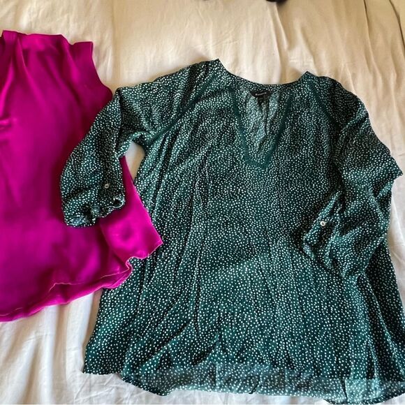 Green  polka dot and sheer Pink Women's Tops - Picture 2 of 7